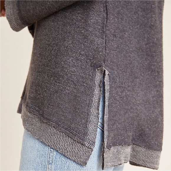 Maeve x Anthropologie Charcoal Heather Grey Risa Hacci Cowl Tunic Sweater Small - Picture 2 of 11